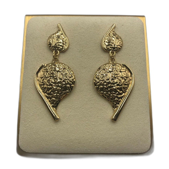 18K Gold Plated Women's Pierced Dangling Earrings Paisely Abstract Shape Chic - Picture 10 of 10